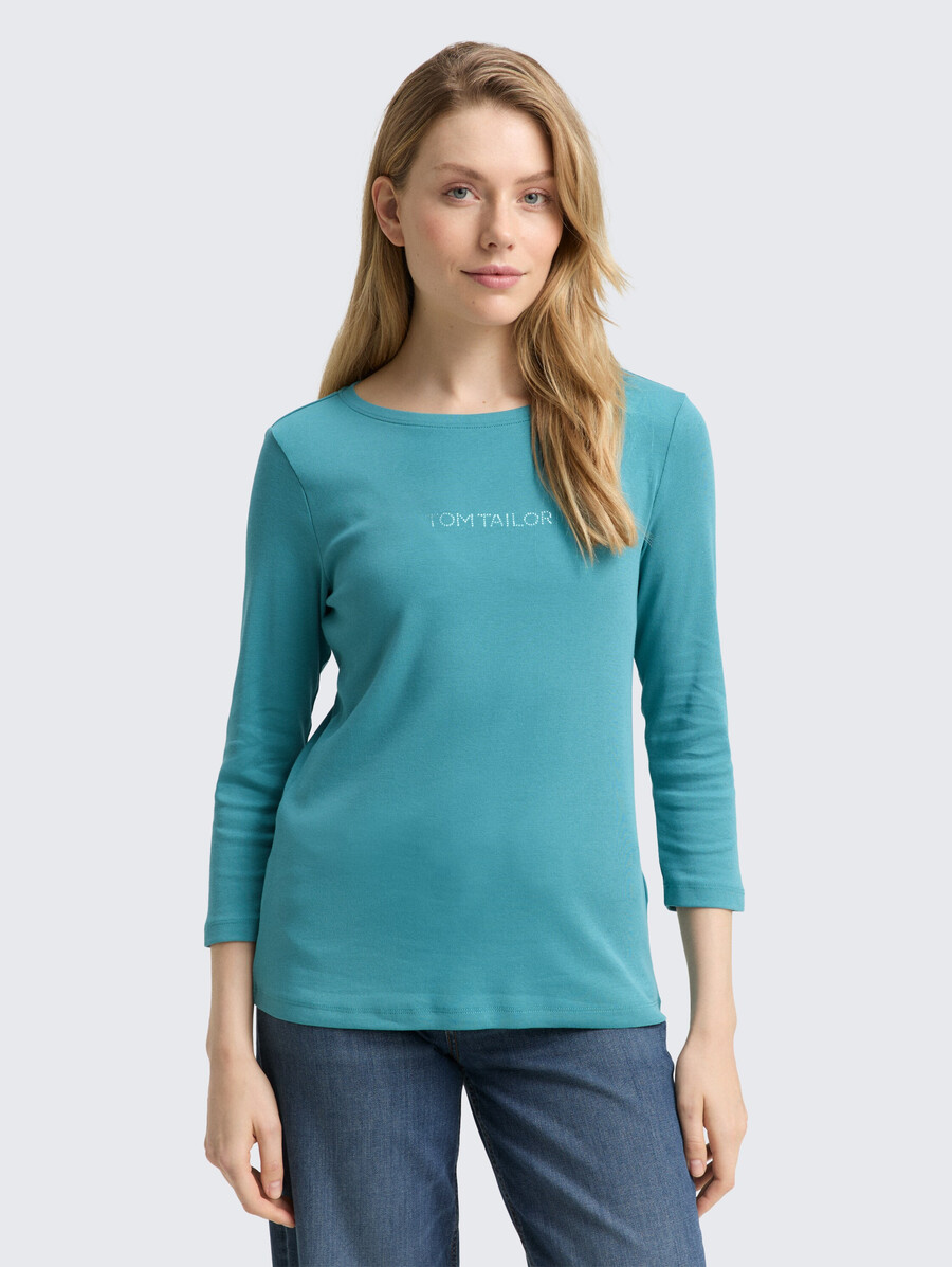 camicia a maniche lunghe slim fit con logo glitterato
