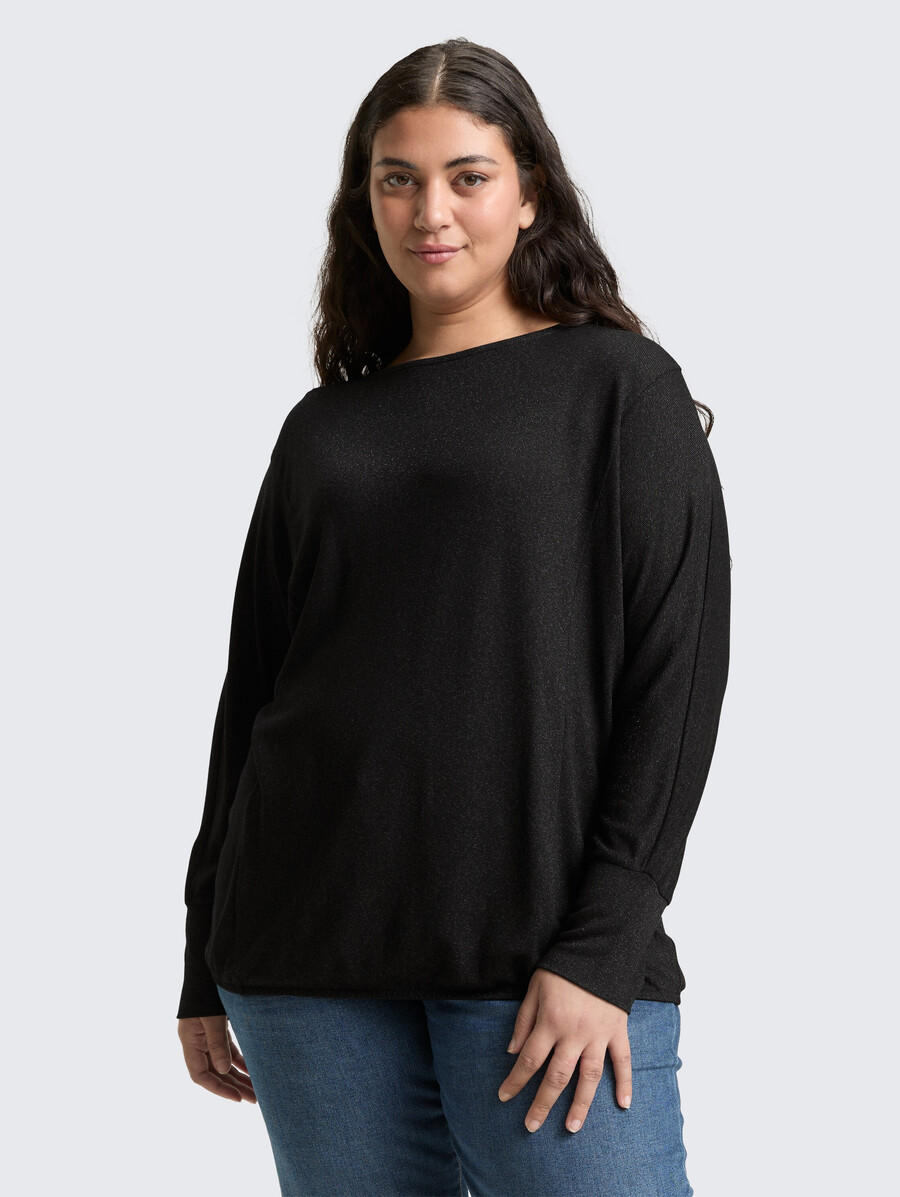 taglie forti - maglia a maniche lunghe dalla vestibilità ampia con effetto glitter