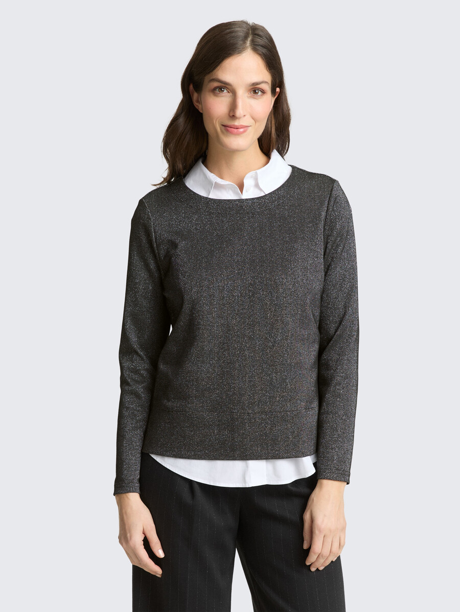 maglia a maniche lunghe con effetto glitter