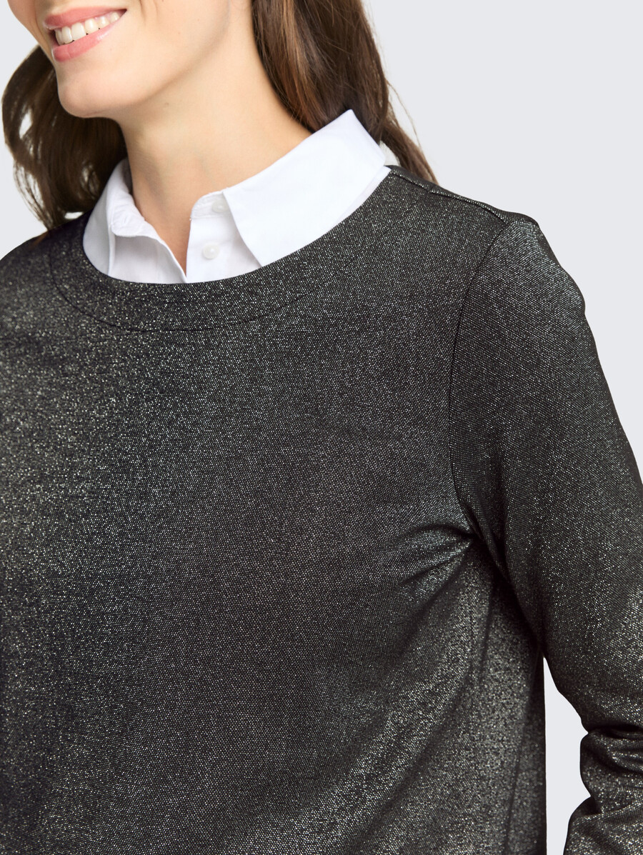 maglia a maniche lunghe con effetto glitter