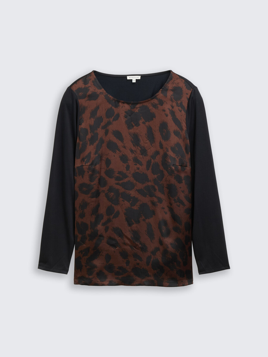 taglie forti - camicia ampia a maniche lunghe con stampa leopardata