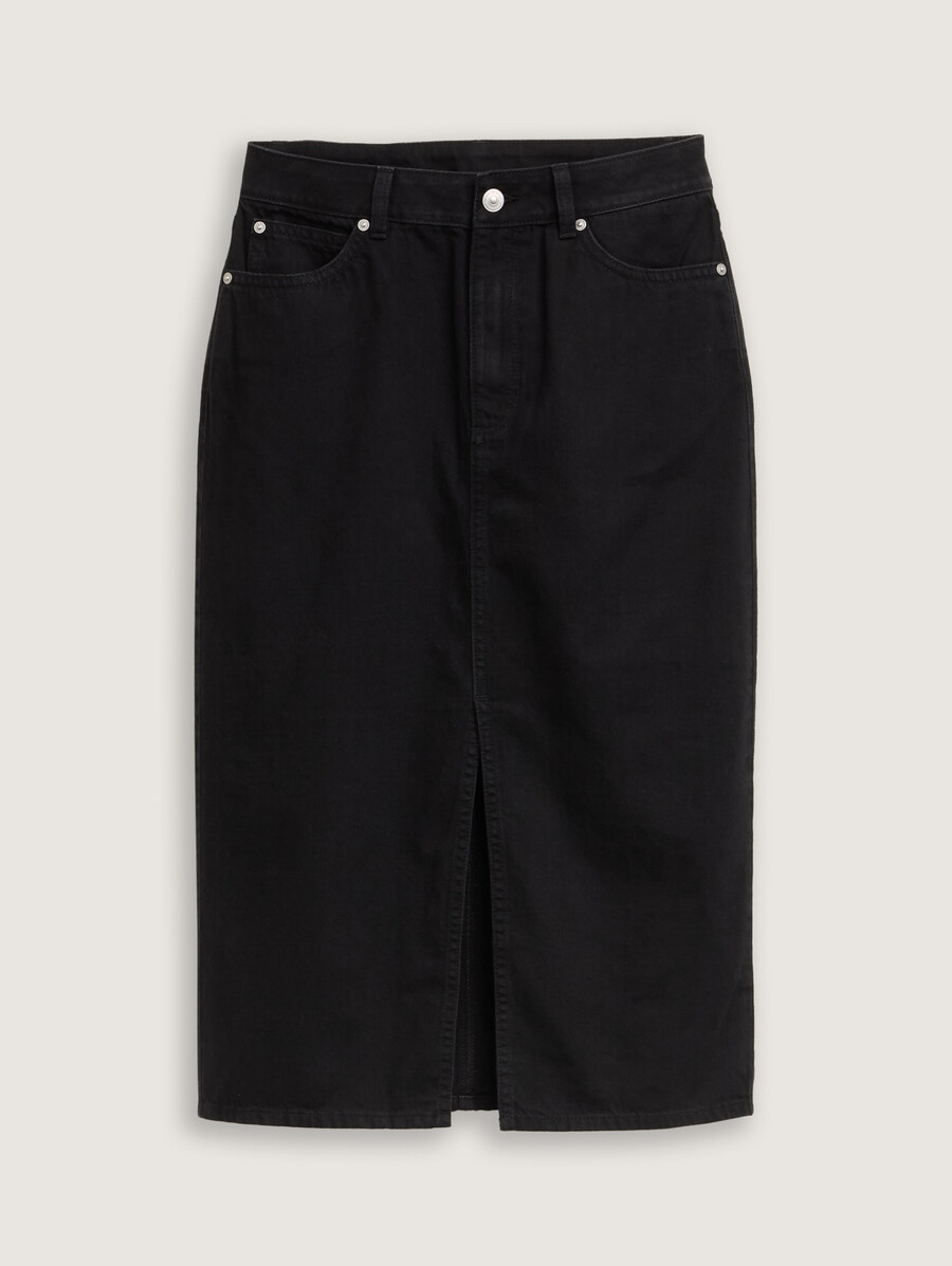 gonna midi in denim con spacco