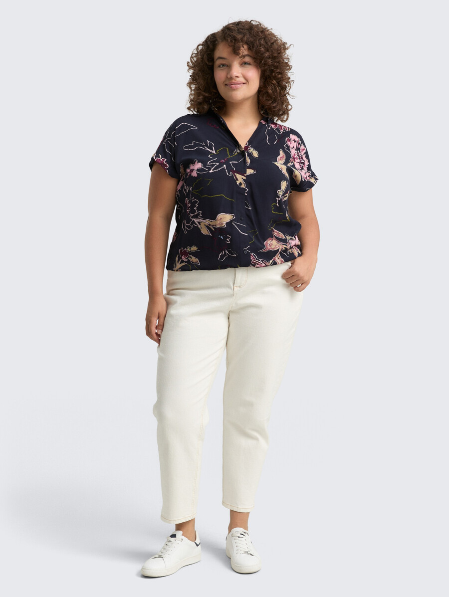 taglie forti - blusa con motivo floreale