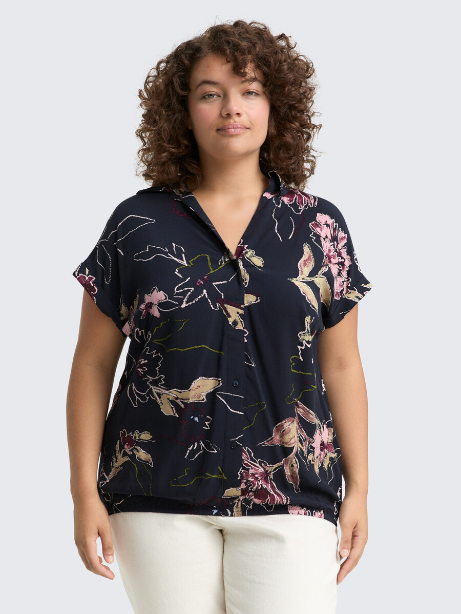 taglie forti - blusa con motivo floreale