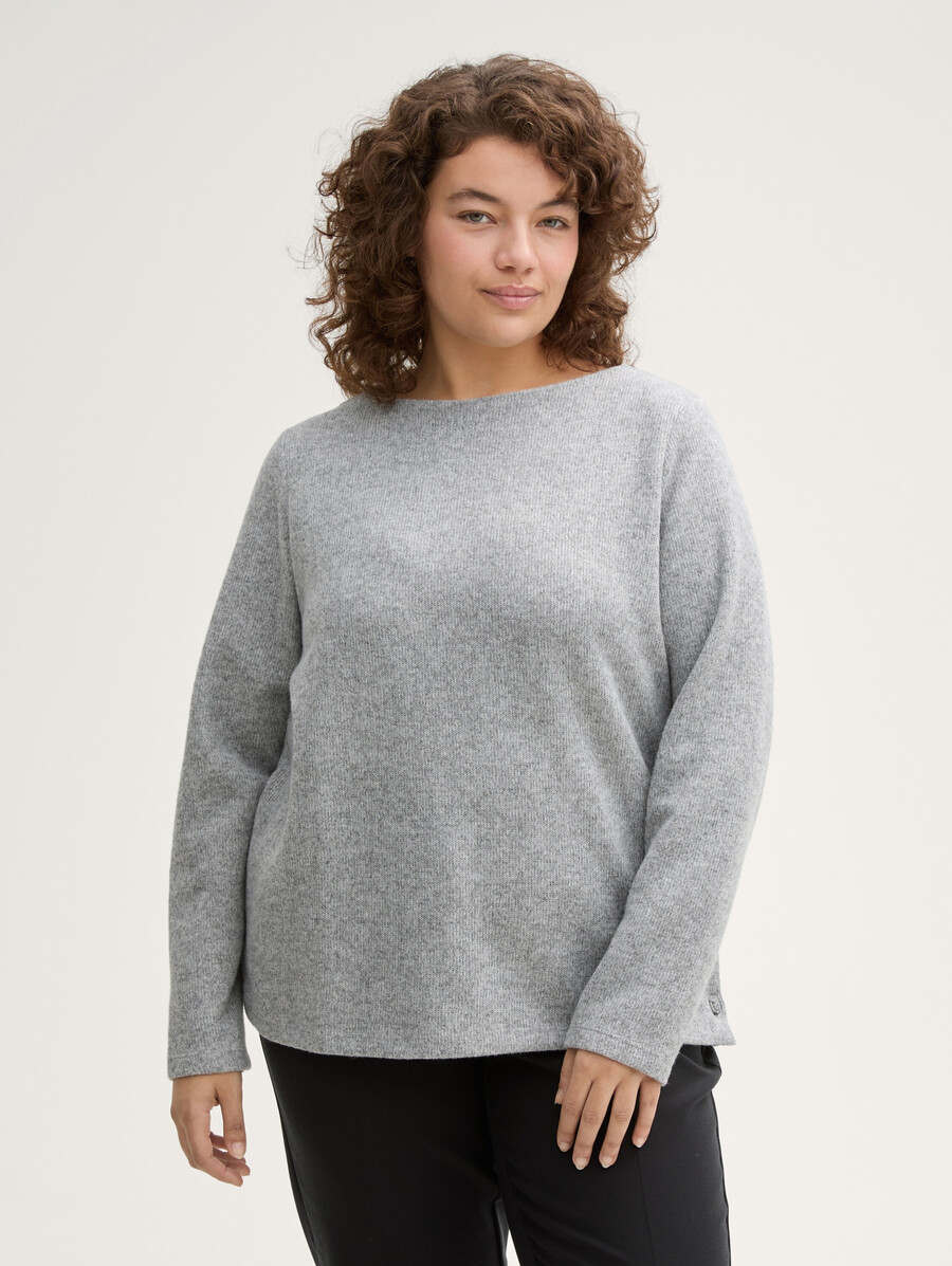 plus size - felpa morbida al tatto con dettagli a bottone