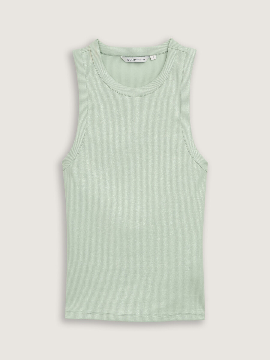 top in costina spalmata con effetto glitter