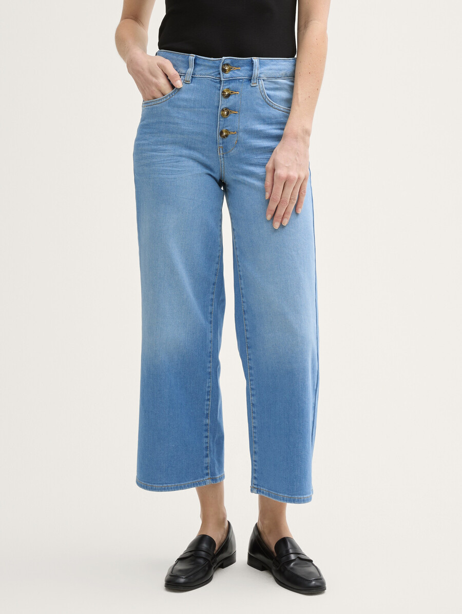 jeans culotte con abbottonatura