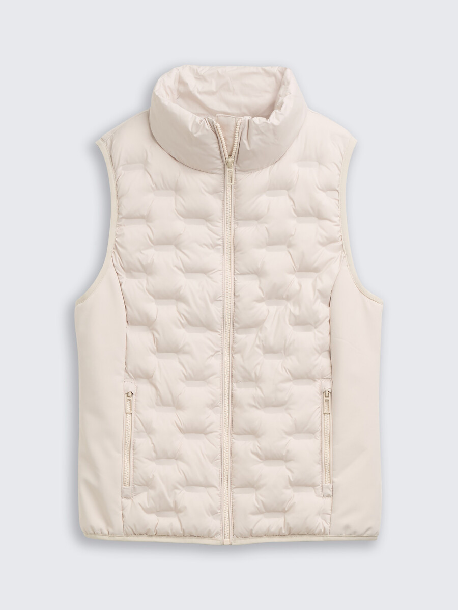 gilet trapuntato leggero con collo alto