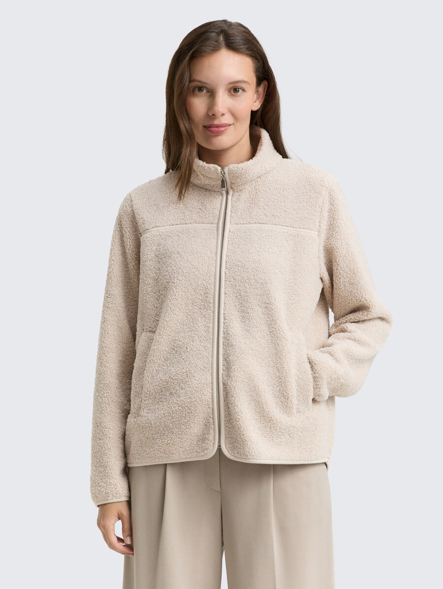 giacca in felpa teddy con collo alto