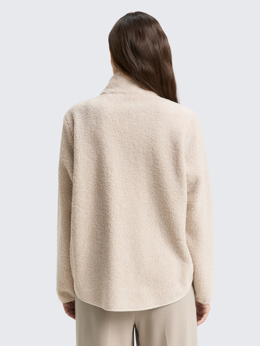giacca in felpa teddy con collo alto