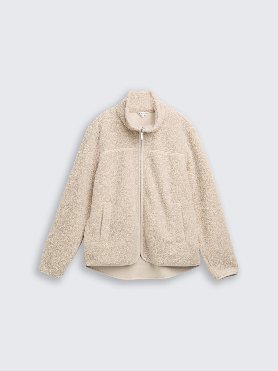 giacca in felpa teddy con collo alto