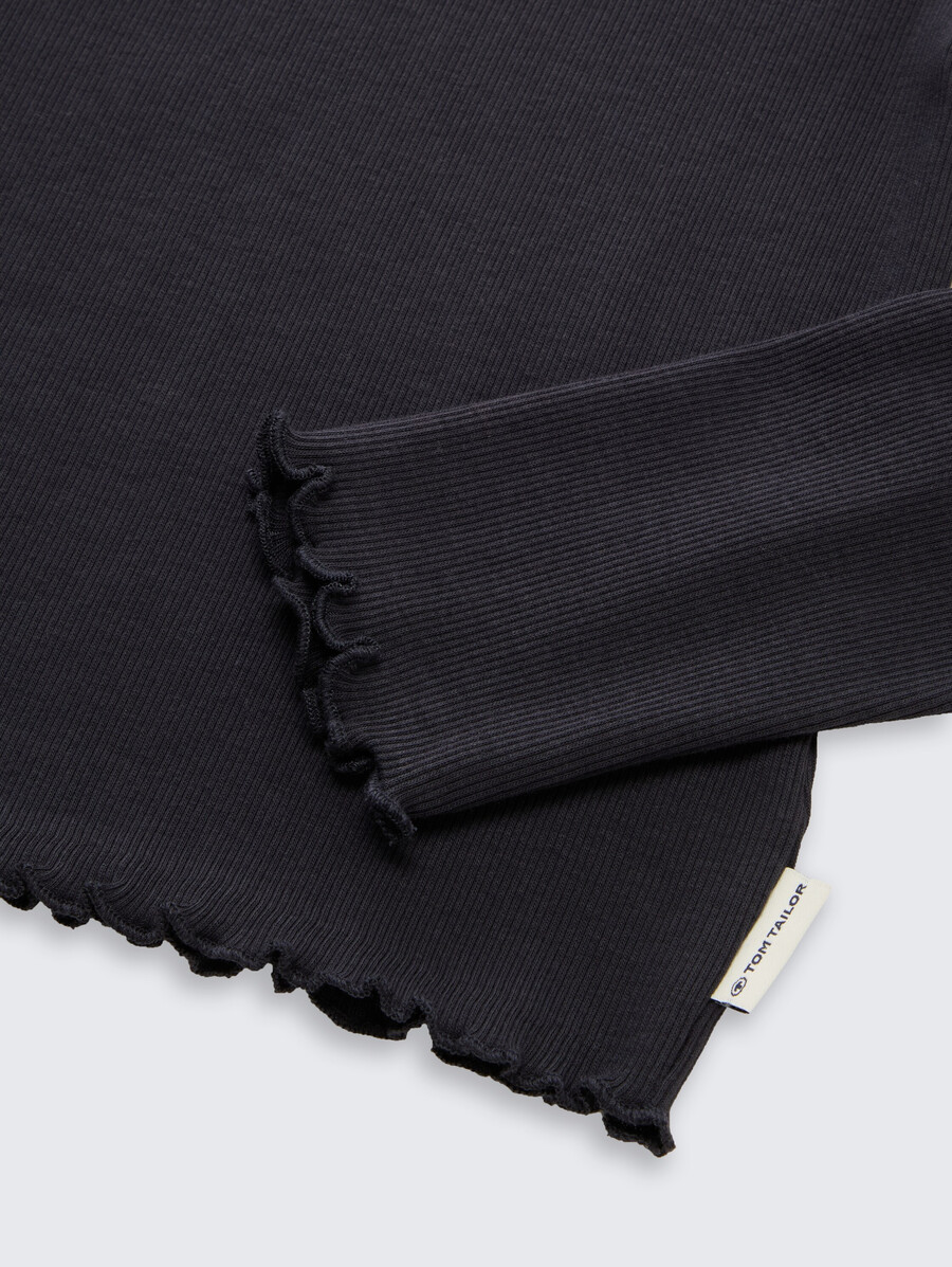 camicia corta a maniche lunghe con trama a coste