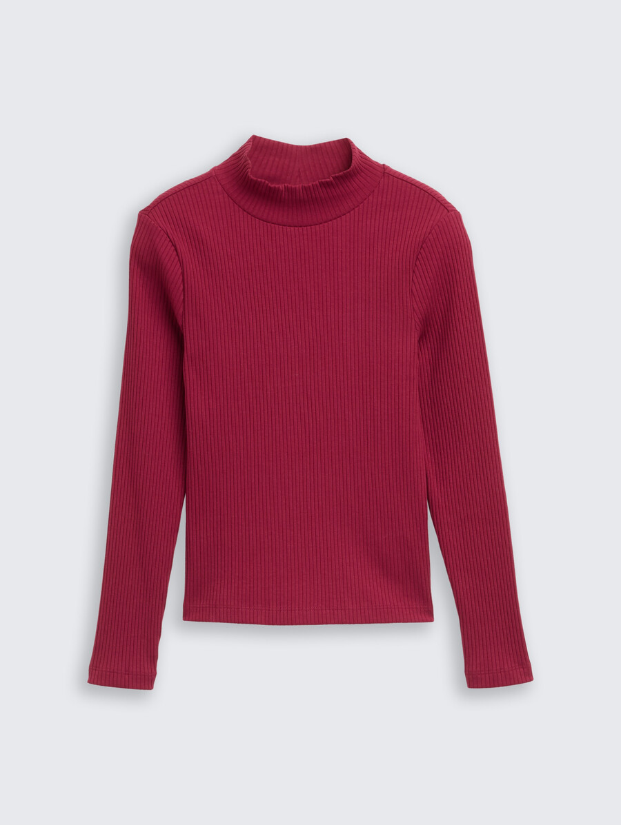 camicia a maniche lunghe a coste con collo alto