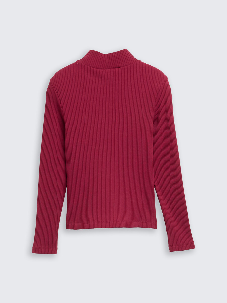 camicia a maniche lunghe a coste con collo alto