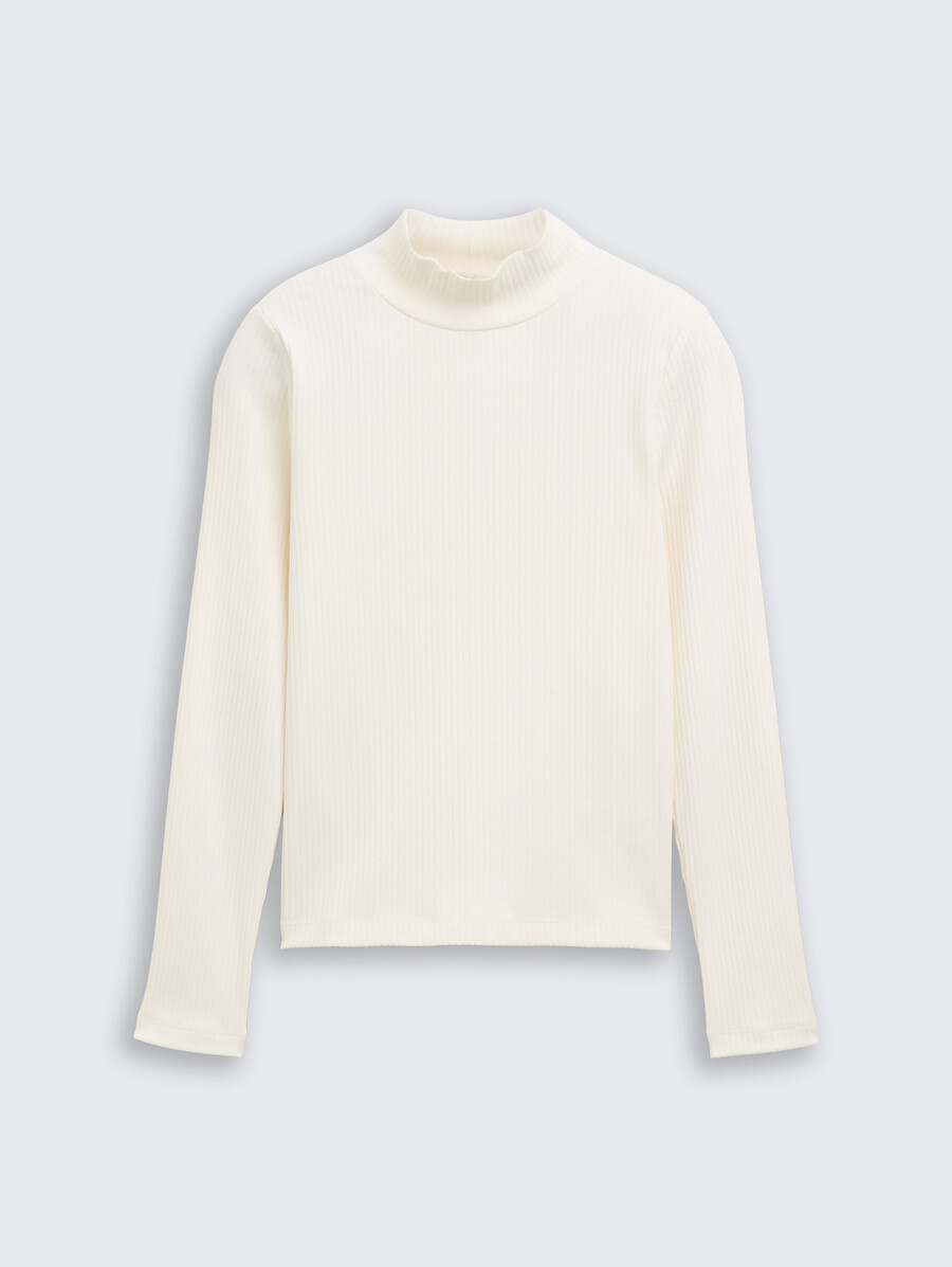 camicia a maniche lunghe a coste con collo alto