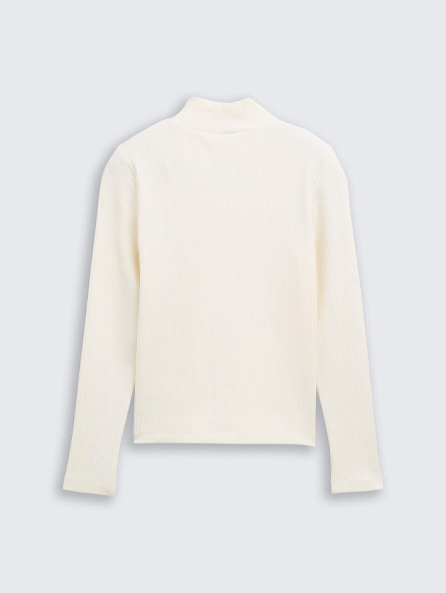 camicia a maniche lunghe a coste con collo alto