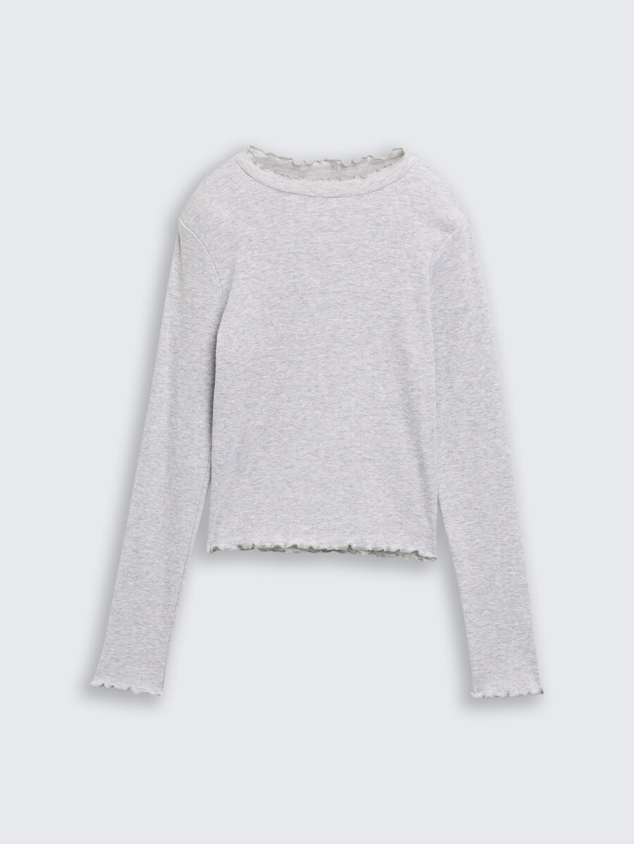 camicia corta a maniche lunghe con trama a coste