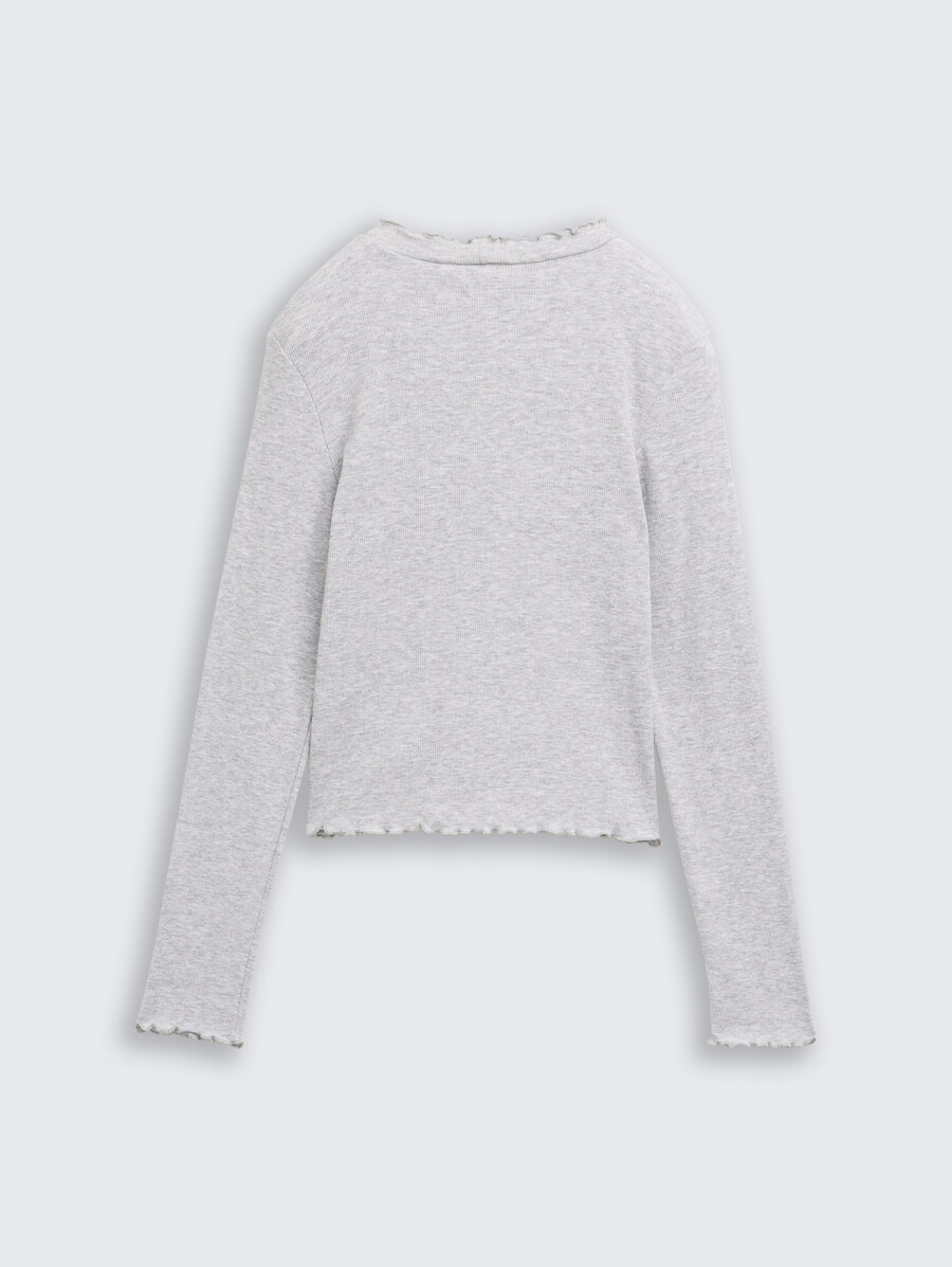 camicia corta a maniche lunghe con trama a coste