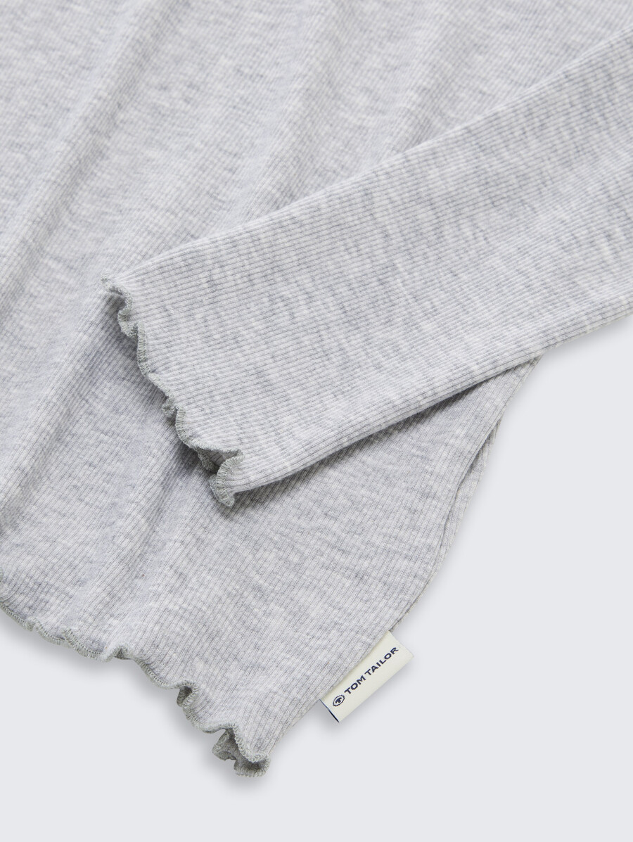 camicia corta a maniche lunghe con trama a coste