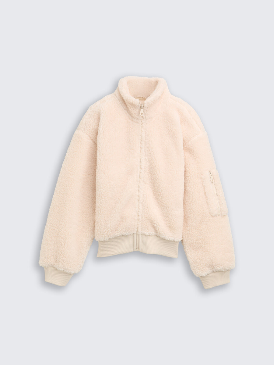 giacca corta in peluche con pile