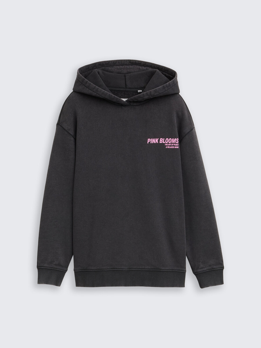 felpa oversize con cappuccio e stampa sul retro