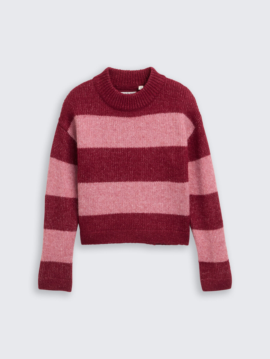 maglione corto in maglia color block