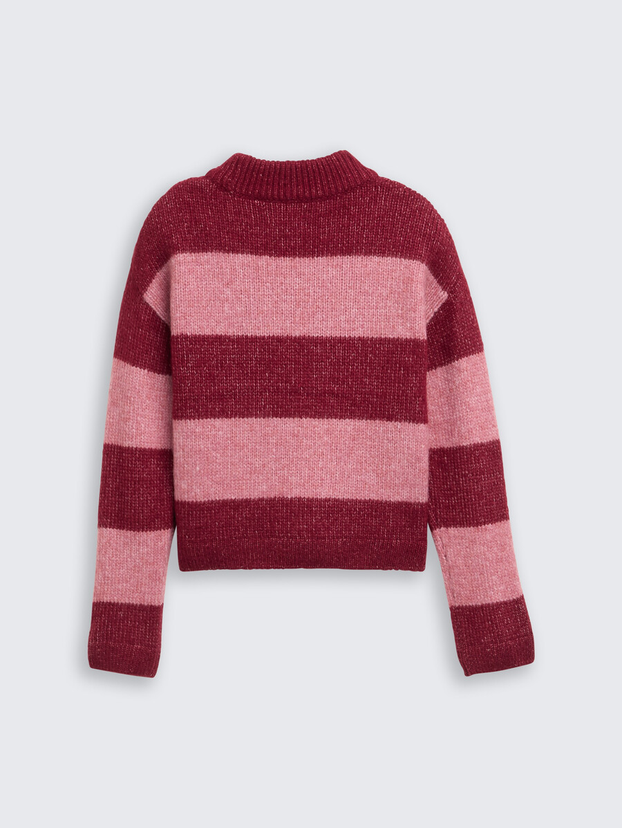 maglione corto in maglia color block