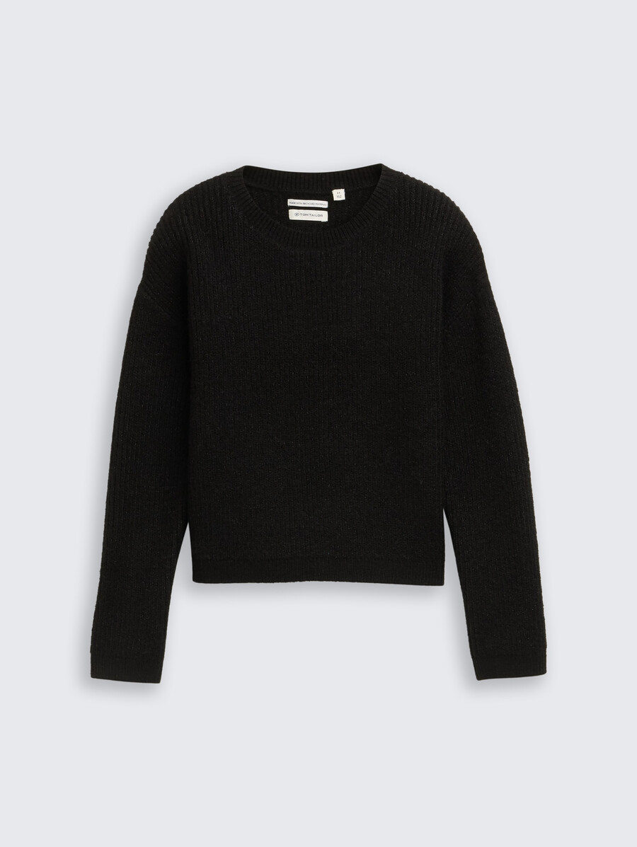 maglione corto in maglia con effetto glitter