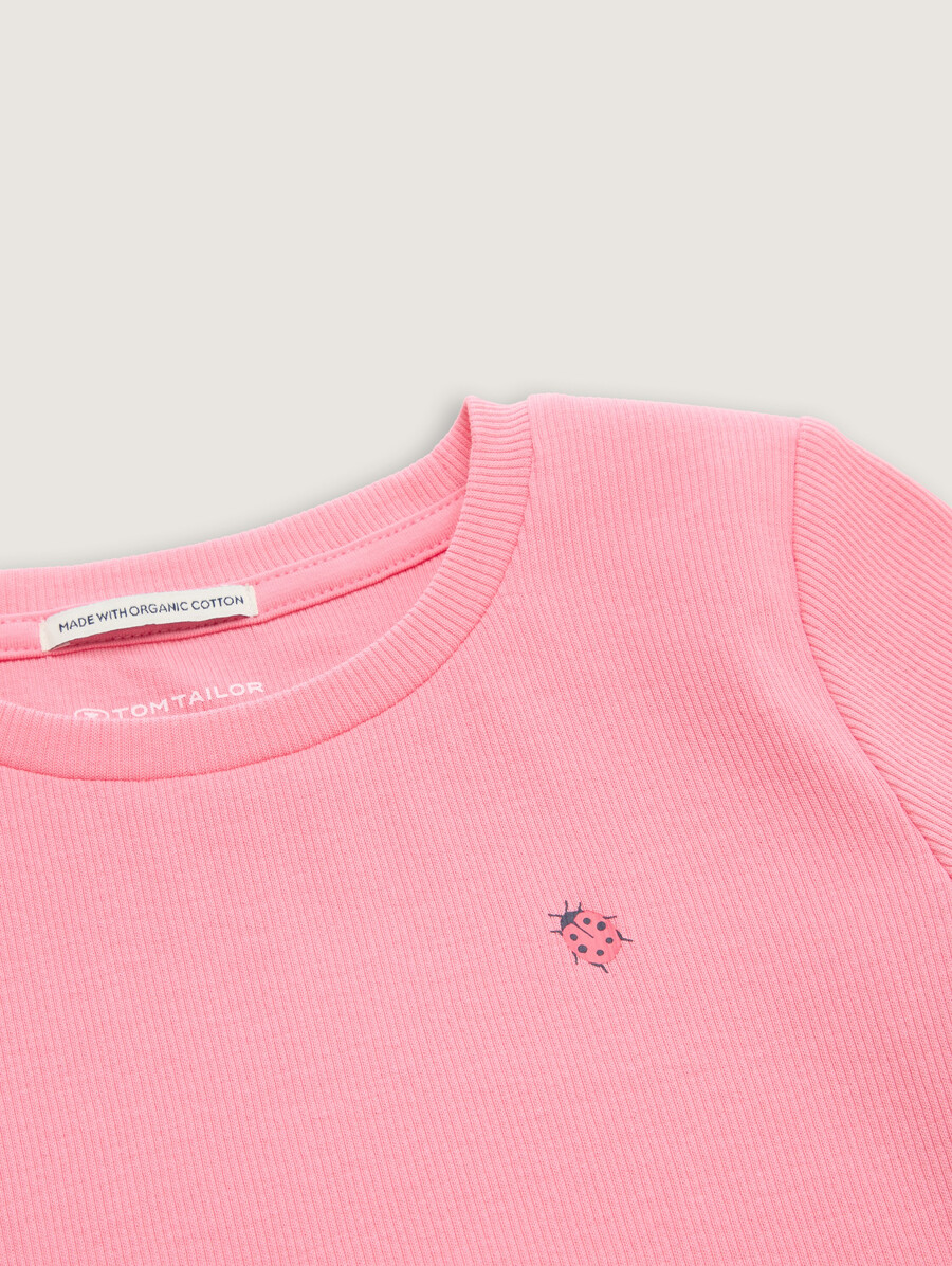 t-shirt a costine con stampa
