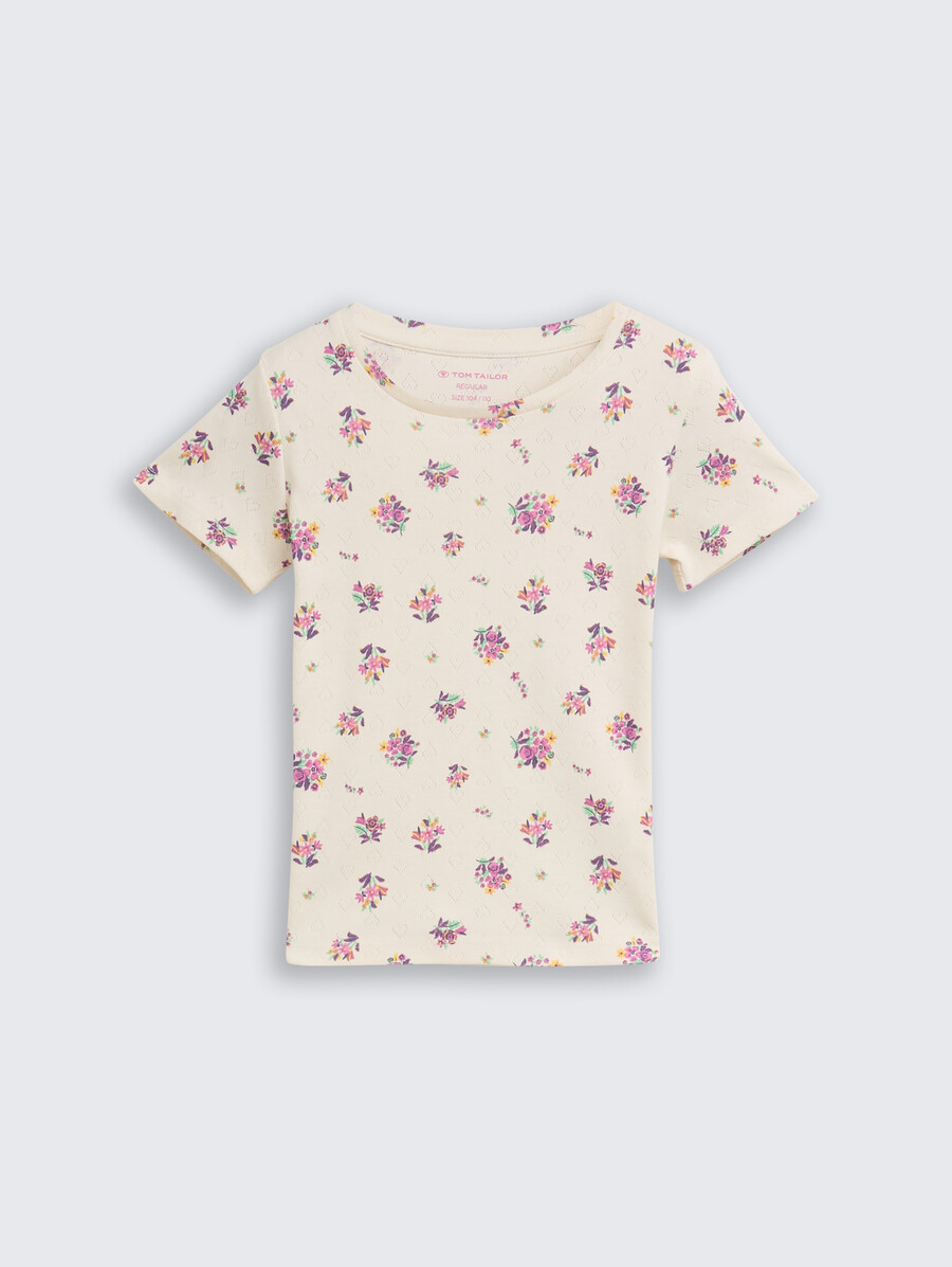 t-shirt ajour con motivo floreale