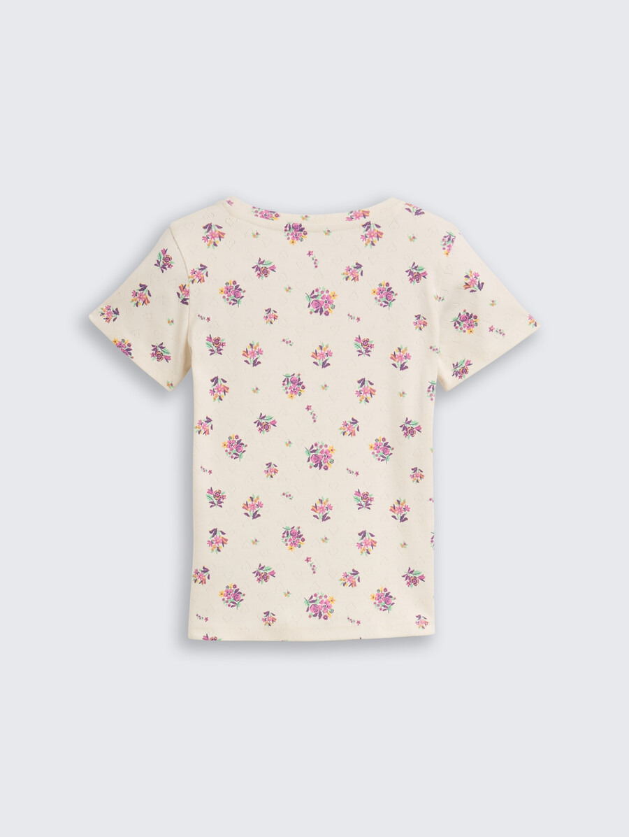 t-shirt ajour con motivo floreale
