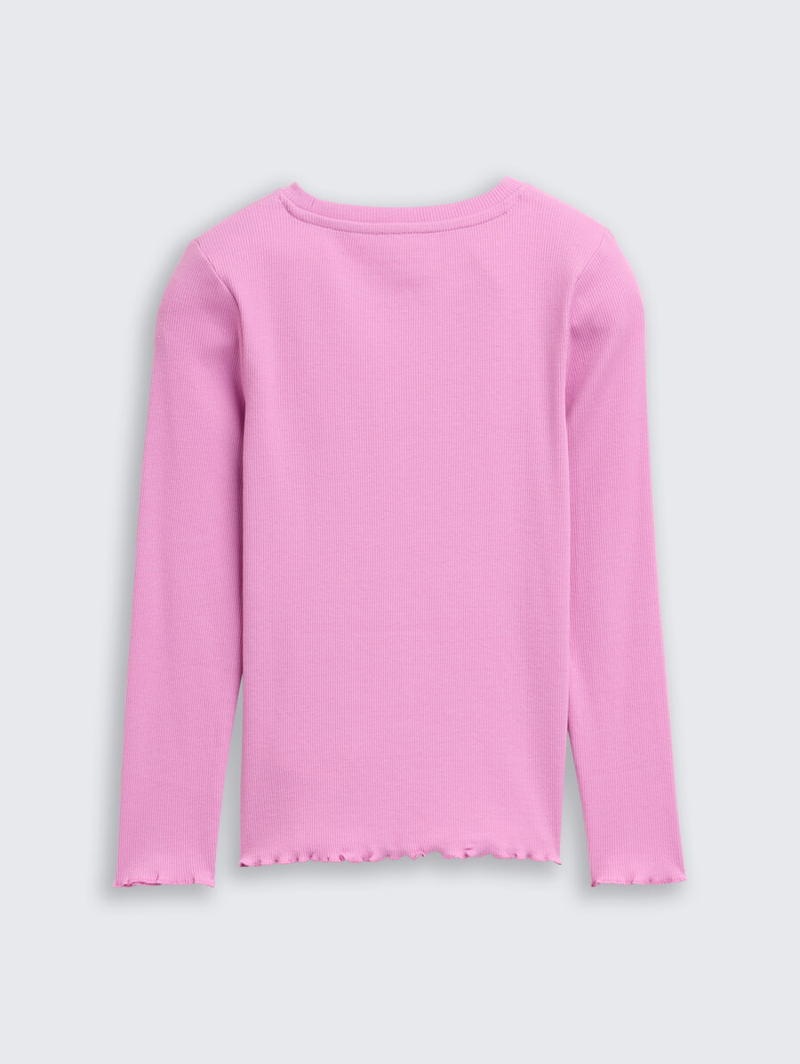 camicia a maniche lunghe a coste con ricamo