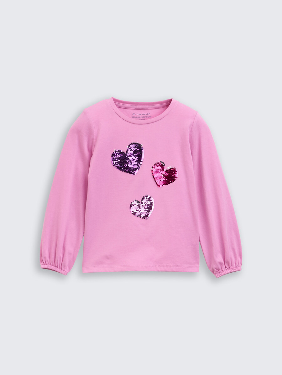 camicia a maniche lunghe con paillettes reversibili