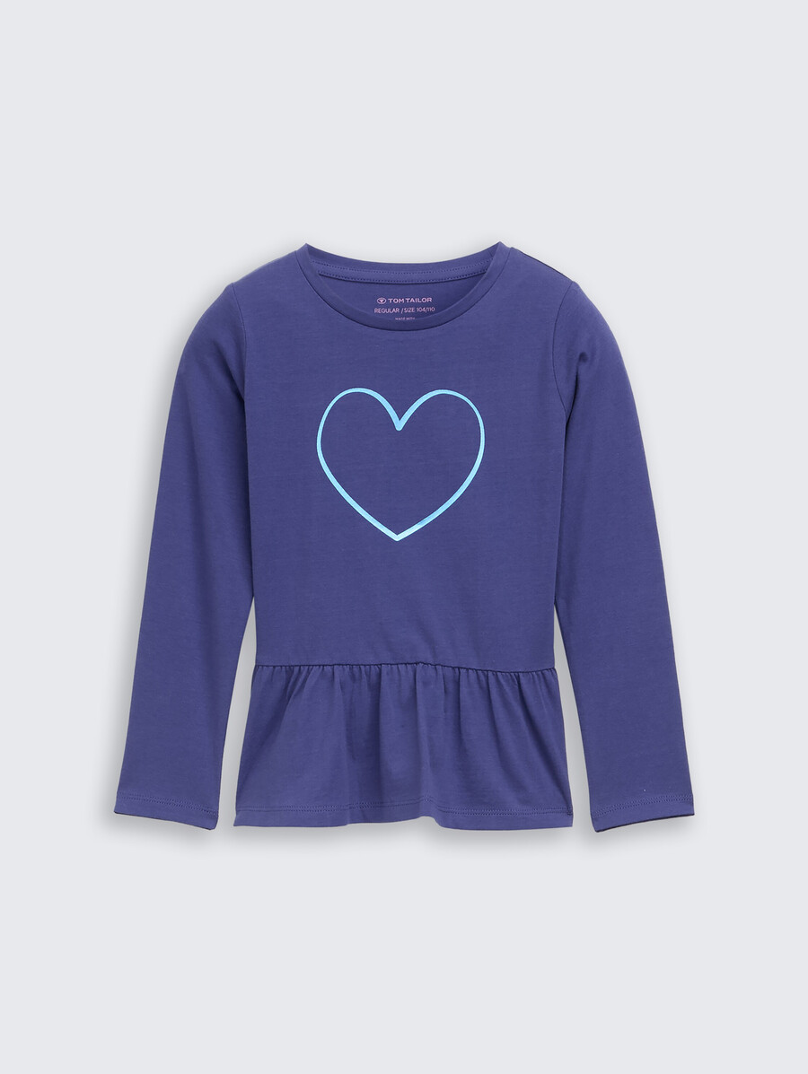 camicia a maniche lunghe con balza