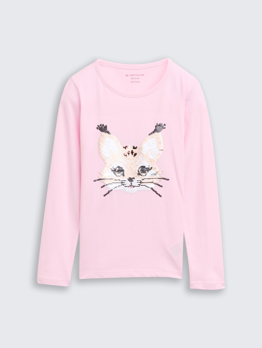 camicia a maniche lunghe con paillettes reversibili