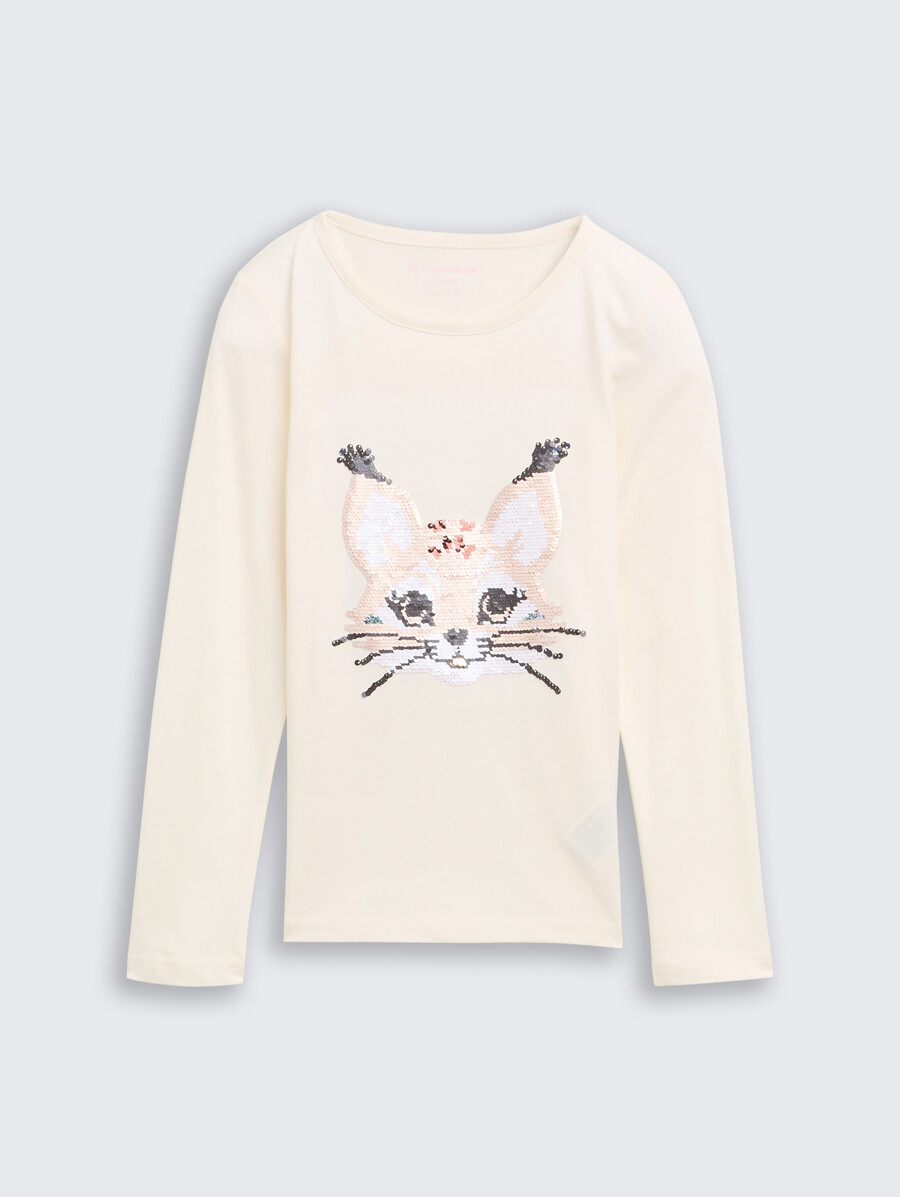 camicia a maniche lunghe con paillettes reversibili