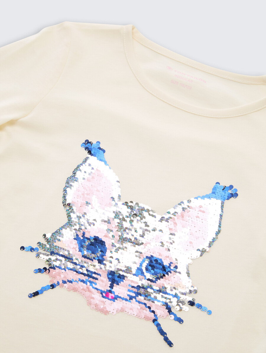 camicia a maniche lunghe con paillettes reversibili