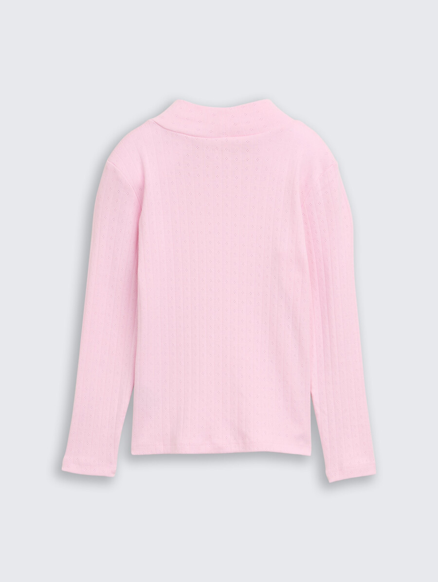 camicia a maniche lunghe in traforato con collo alto