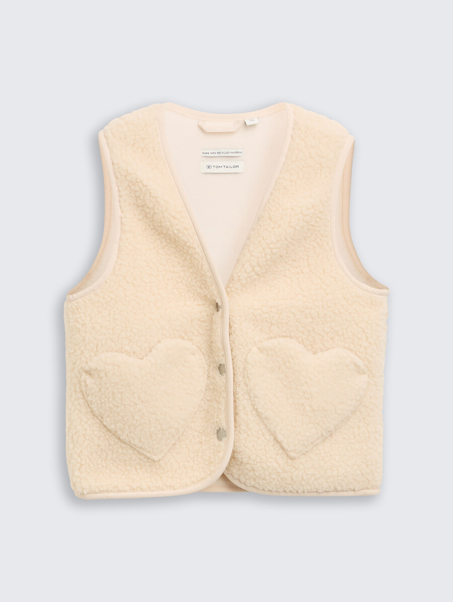 gilet teddy con tasche a cuore e pile