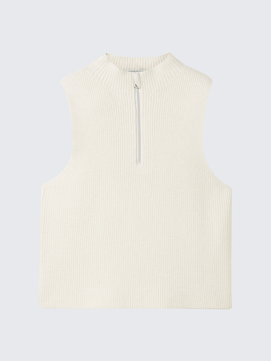 maglione senza maniche con scollo a zip