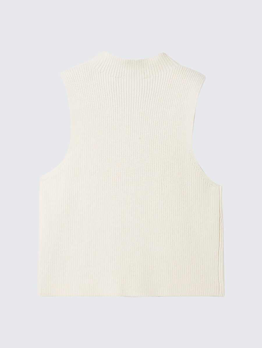 maglione senza maniche con scollo a zip
