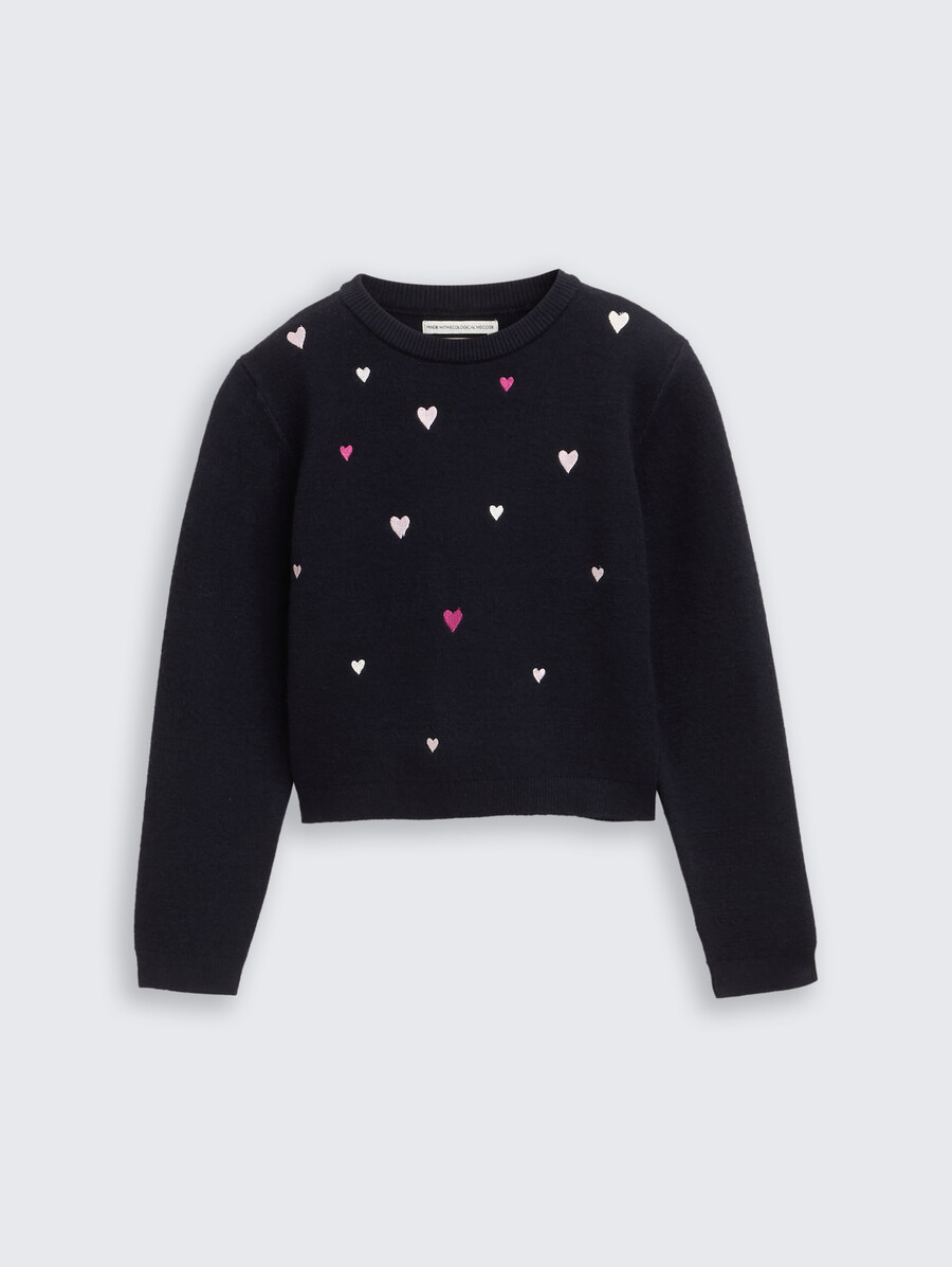 maglione corto in maglia con ricamo