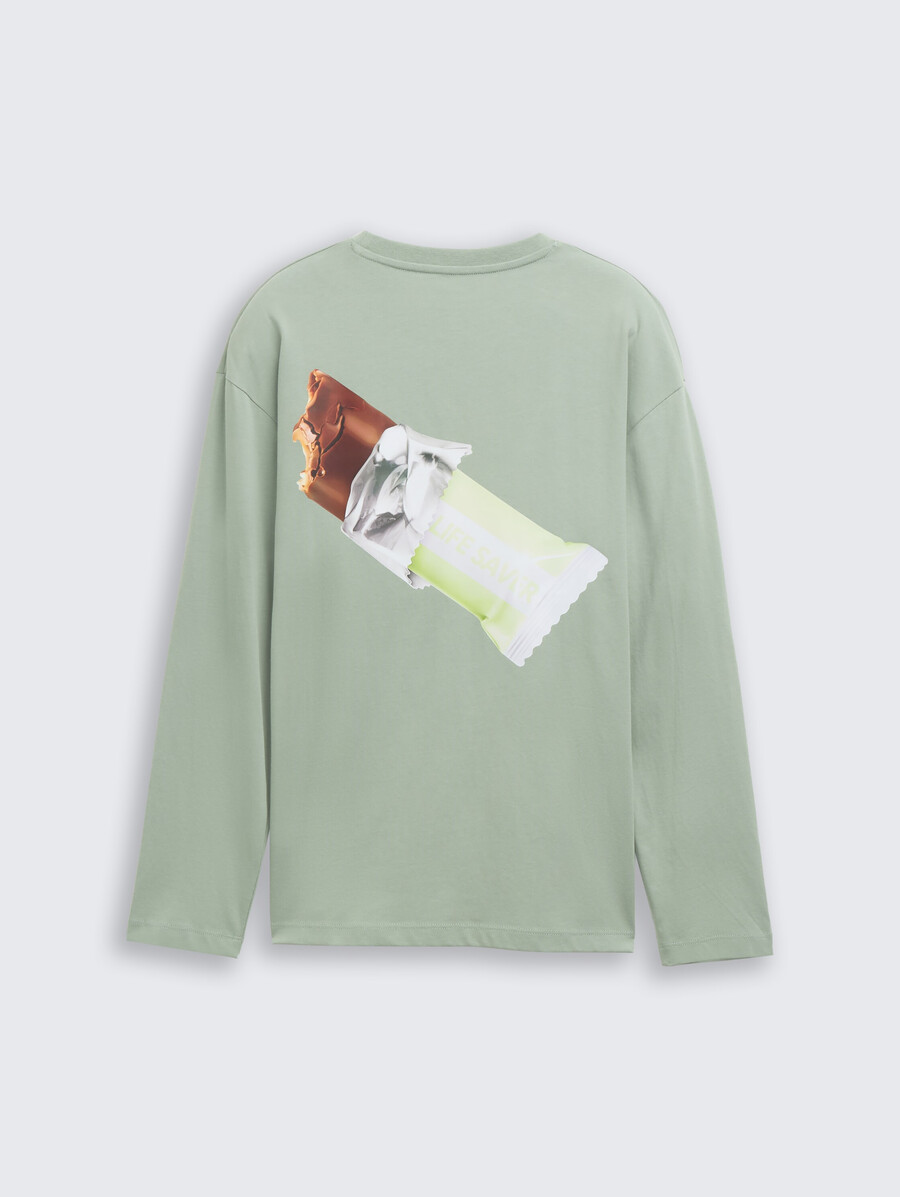 camicia oversize a maniche lunghe con stampa