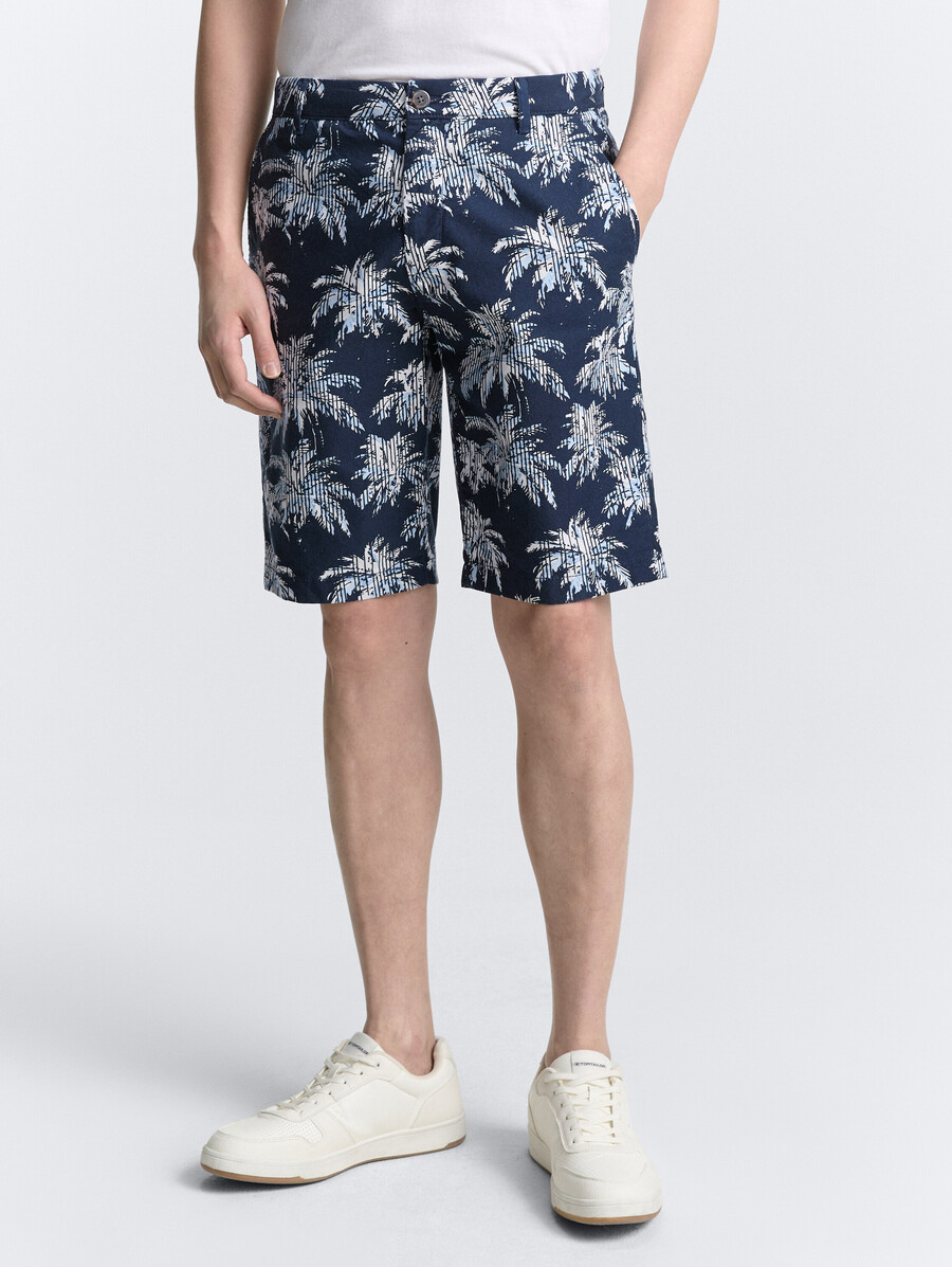 pantaloncini chino regolari con stampa di palme