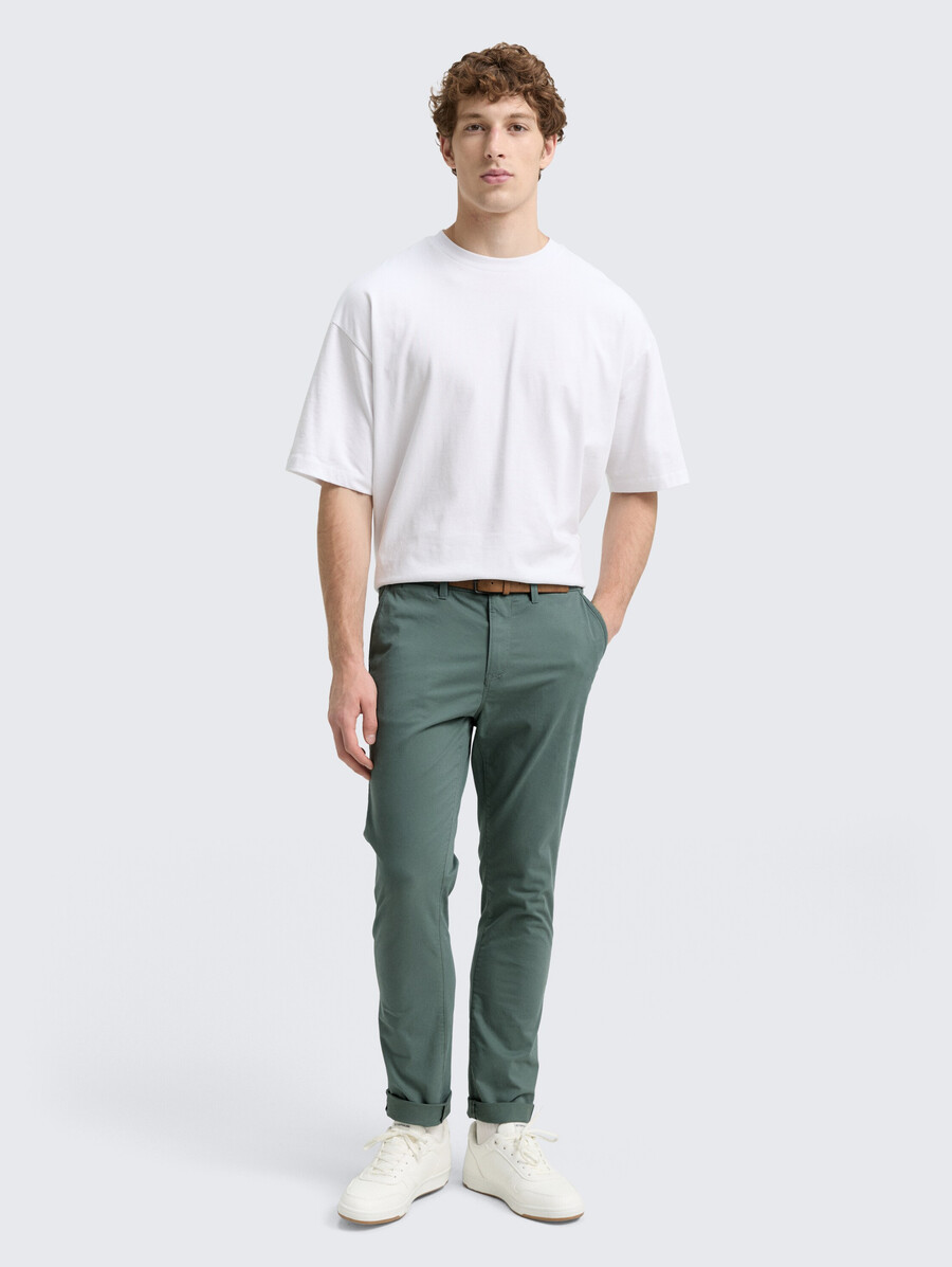 pantaloni chino slim con cintura