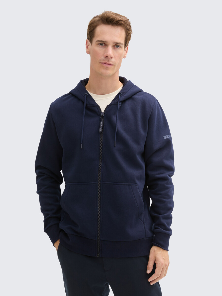 giacca con cappuccio basic in felpa