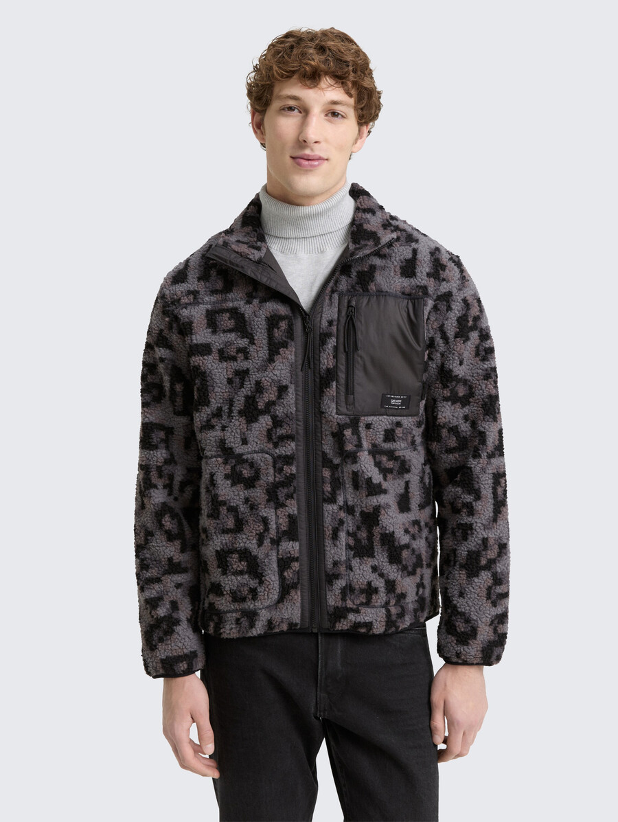 giacca teddy con collo alto