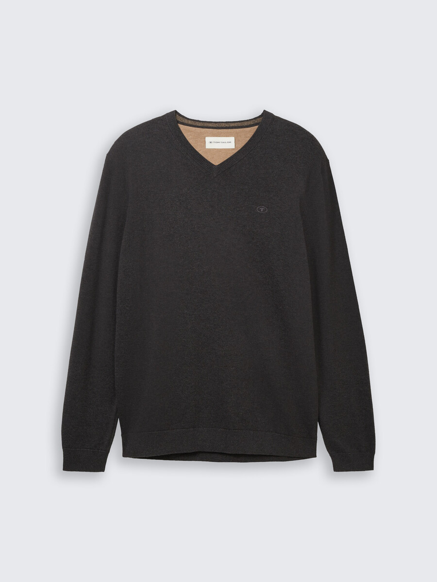 maglione lavorato a maglia con scollo a v