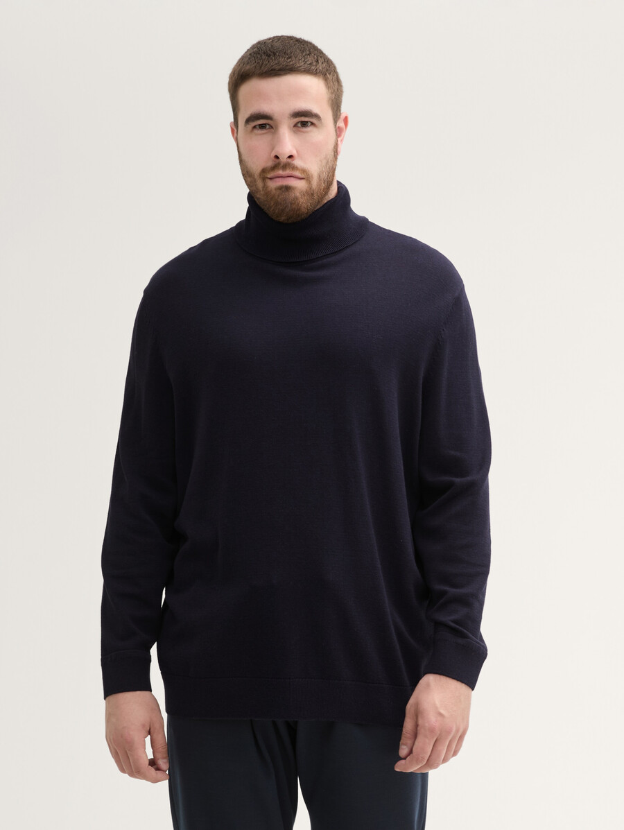 taglie forti - maglione dolcevita in cotone basico