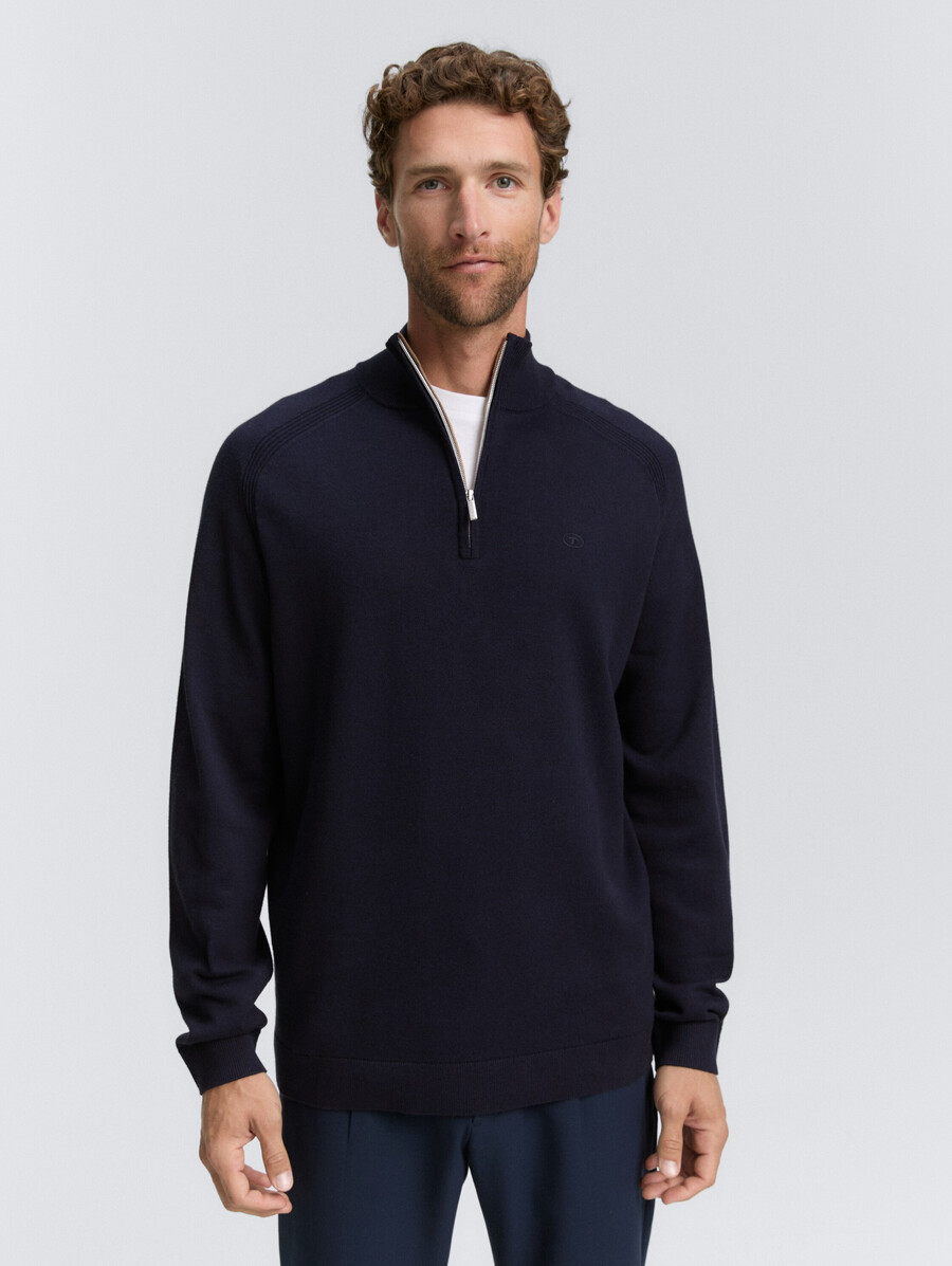 maglione lavorato a maglia troyer con ricamo del logo